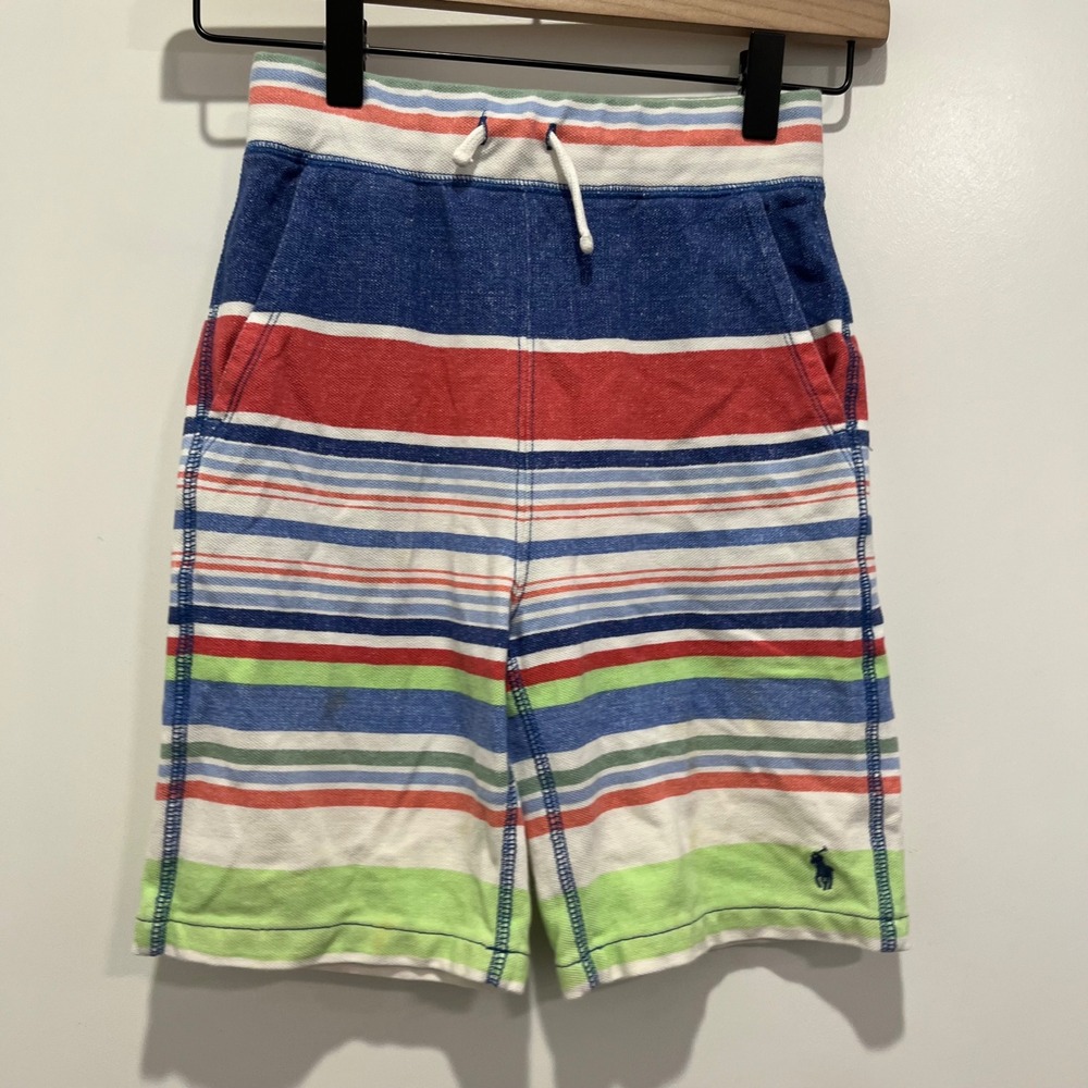 Polo Ralph Lauren Boys Striped Pique Knit Shorts Multi Color Size S 8